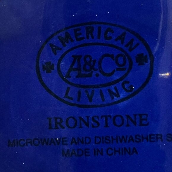 AMERICAN LIVING Cobalt Blue Ironstone Mug ~ 3 Embossed Stars & Double Ribbing - Picture 9 of 9